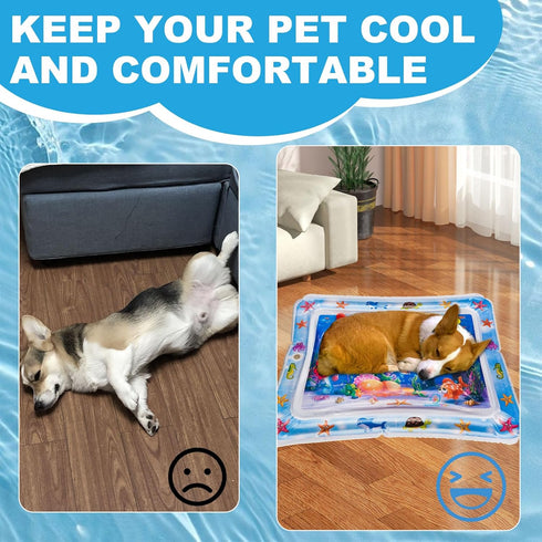 Pet cooling mat, Summer Soft Pet Cooling Inflatable Water Play Mat 20 * 26 inch, Dog Bed Suitable for Small Dogs, Guinea Pigs, Cats, Rabbits Cooli...