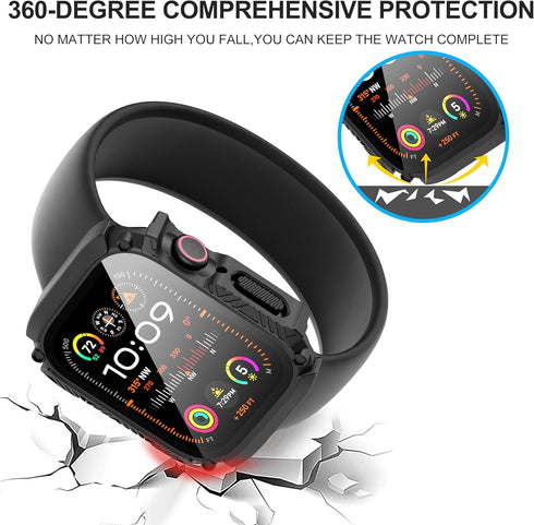 Suoman 1 PC Waterproof Case for Apple Watch Series 9/8/7 45mm Screen Protector,?Dazzling Cool Armored ? Tempered Glass Screen Protector Cover for ...