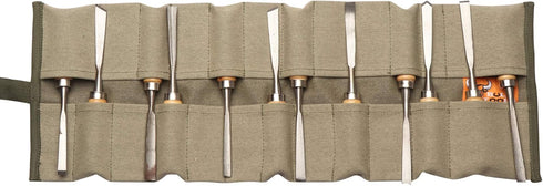 BT 18-504 Wood Working & Carving Tool Storage Organizer Tool Roll Dyed Heavy Weight Cotton Canvas 24 Pocket(Washed Olive Drab)...