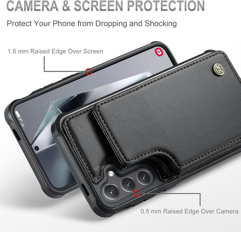 for Samsung Galaxy S24 Plus Case with Card Holder, for Samsung S24 Plus Wallet Case for Women Men with RFID Blocking, Durable Kickstand Shockproof...