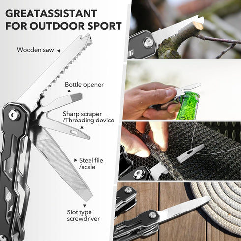 Multitool with Safety Locking,16-in-1 Multi Tool Stainless Steel Pocket Knife Set with Pliers, Upgrade Camping Tool Gifts for Men,for Survival, Ca...