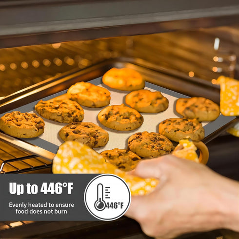 3-Pack Non-Stick Reusable Silicone Baking Mat - Perfect for Oven, Great for Baking Cookies, Macarons, Pizza - Food-Grade Kitchen Silicone Baking S...