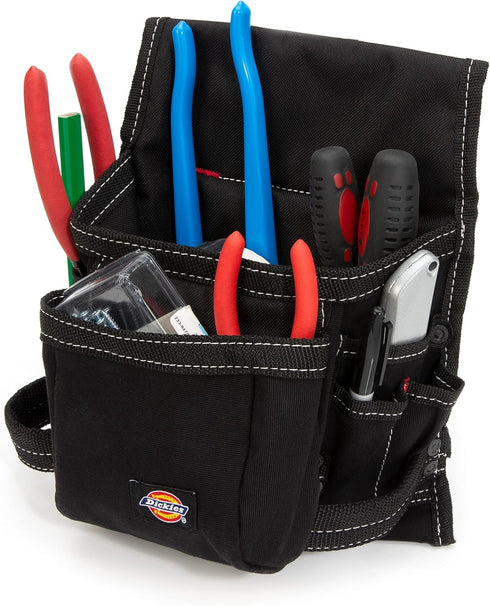 Dickies 8-Pocket Canvas Tool and Utility Pouch for Work Belts, Fastener Pocket, Hammer Loops, 2-inch Belt Loop, Black...