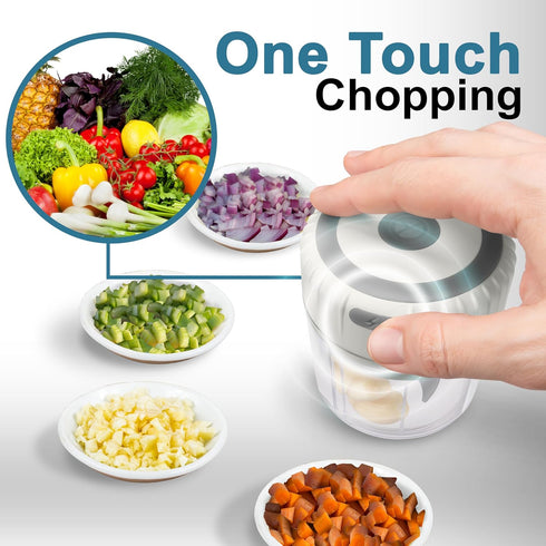 Real Simple Electric Mini Food Processor | Great for Garlic, Onion, Ginger, Jalapeño, Mini Chopper for Quick Food Prep Station | Portable USB Char...