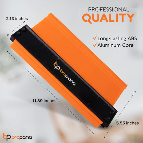 Ultimate 10 Inch Contour Gauge Tool - Easily Replicate Odd Shapes with Metal Locking Mechanism for Precise Accuracy and Adjustable Tightness - Ide...