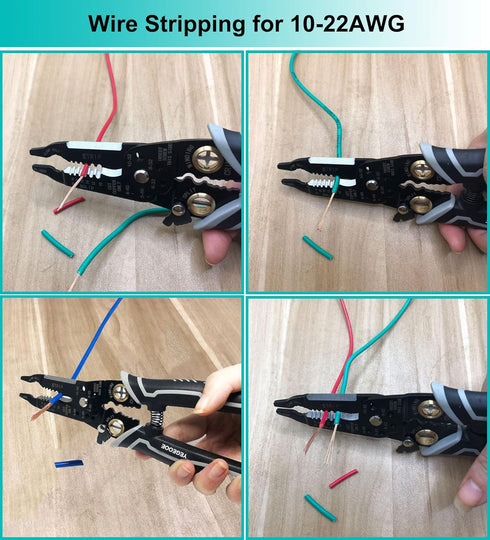 9-in-1 Wire Stripper Tool, 8inch Wire Strippers electrical, Multifunctional Electrician Pliers Flush Wire Cutters Safety Wire Pliers for Electric ...
