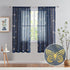 Jubilantex Butterfly Sheer Curtains Navy Blue Drapery with Gold Print Pattern 63 Inch Long, Kids Nursery Bedroom Voile Linen Textured Curtain Rod ...