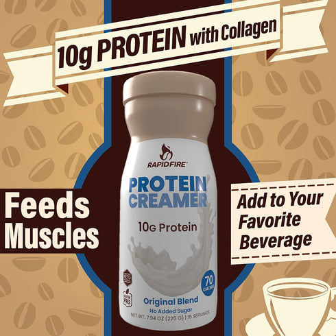 RAPID FIRE Protein Creamer, Original Blend, Keto Friendly, 10g of Protein with Vitamins and Minerals, 15 Servings, May Boost Metabolism and Increa...