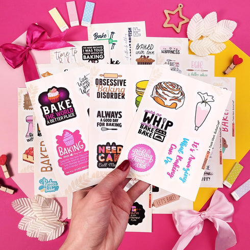 100Pcs Baking Stickers Funny, Bakery Stickers for Water Bottles - Baking Laptop Decals, Baking Party Favors for Kids Birthday Party, Bakery Themed...
