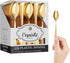 120 Pack Gold Plastic Tea Spoons Heavy Duty - Gold Disposable Silverware - Gold Plastic Silverware - Gold Spoons Disposable - Plastic Silverware H...