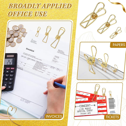 100 Pcs Paper Clips Metal Wire Hollow Out Clips Multi Purpose Utility Clips Invoice Bill Paper Clips Stainless Steel Hanging Clothes Pins for Scho...