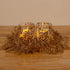 LumaBase Battery Operated LED Glass Candles with Flickering Flame, Gold Fern - Set of 2...