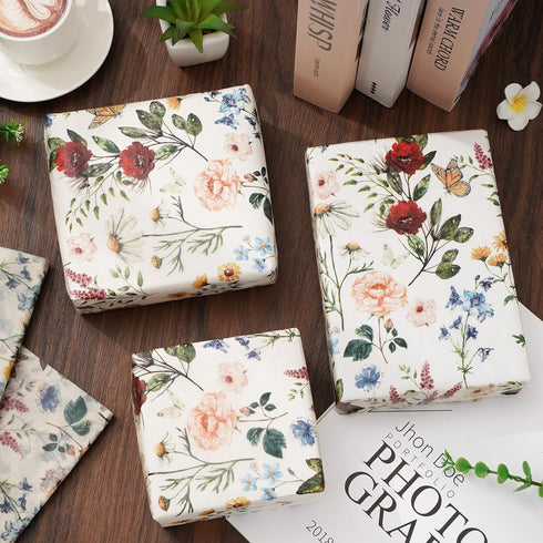 Generic AnyDesign 100 Sheets Floral Tissue Paper Vintage Wildflower Gift Wrapping Paper Butterfly Flower Printed DIY Art Craft Paper for Spring We...