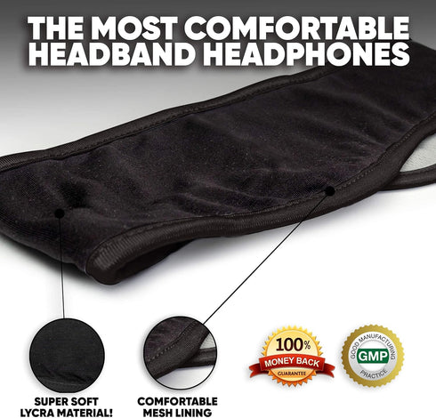 CozyPhones Sleep Headphones - Over Ear Headphones from Ultra Thin Cool Mesh Wired for Side Sleepers, Meditation, Running, Laptop, and Phone - Blac...