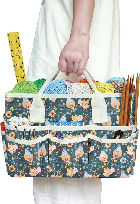 qianshan Craft Organizer Tote Bag with Multiple Pockets, Large Art Storage Caddy with Handles for Art, Craft, Sewing, Make-up?Scrapbooking, Medica...