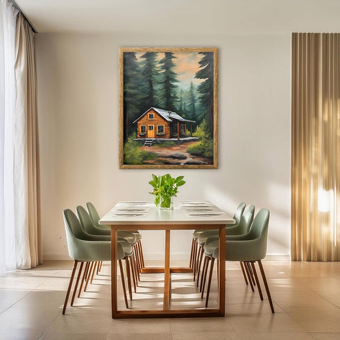Posterizer 1 pcs- quaint village in the nature-cabins in the wild 1-Landscape & Nature Art-Floral Botanical Art- Decor for Home & Office- unframed...
