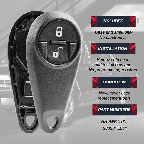 Key Fob Keyless Entry Remote Shell Case & Pad fits Subaru 2006 Baja / 2005-2008 Forester / 2005-2007 Impreza...
