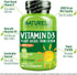 NATURELO Vitamin D - 5000 IU - Plant Based from Lichen - Natural D3 Supplement for Immune System, Bone Support, Joint Health - High Potency - Vega...