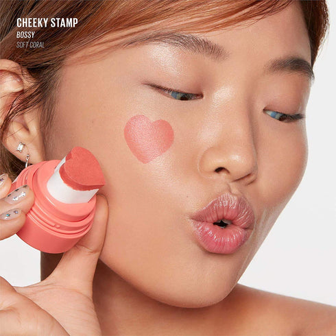 Kaja Blush - Cheeky Stamp | Gift, 7 Shades, Buildable & Blendable Shade with Heart-shaped Applicator, Coral Finish, 03 Bossy, Sweet Valentine's Da...