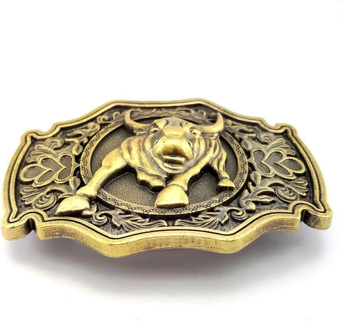 LAXPICOL Men's Western Cowboy Belt Buckle Cool Heavy Animal Bull Rodeo Belt Buckle Gold Tone...