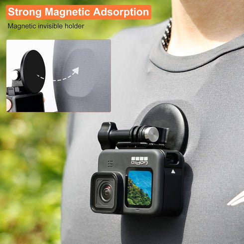 Magnetic Chest Mount with Neck Strap Mount + Magnetic Quick Release Tripod Mount for Gopro 12 11 10 Insta360 X3 Ace DJI Action Body Camera Sticks ...