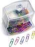Officemate Self-Dispensing Paper Clip Holder w/250 Assorted Color Paper Clips, Clear (93697)...
