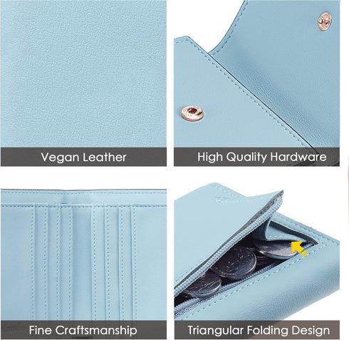 Travelambo RFID Blocking Small Mini Compact Wallet Coin Pouch Holder Trifold Credit Card Holder Pocket Purse for Women (Napa Blue)...