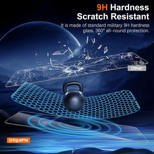 UniqueMe for Samsung Galaxy S21 Plus Screen Protector, 9H Hardness Fingerprint Unlock Samsung S21+ Tempered Glass + Camera Lens Protector with Eas...