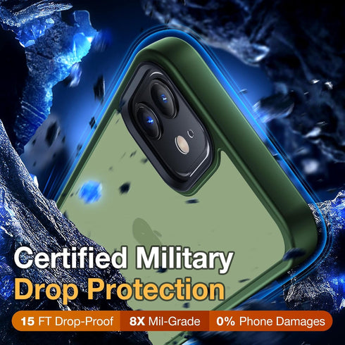 for iPhone 12 Phone Case, Shockproof for iPhone 12 Pro Case, Military Grade Drop Protection, Protective Hard Back Slim Translucent Case for iPhone...