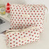 3Pcs Cotton Quilted Makeup Bag Large Travel Cosmetic Bag Coquette Makeup Pouch Cute Aesthetic Floral Toiletry Bag for Women Girls (Strawberries)...