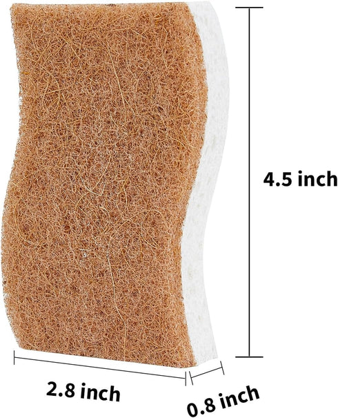 Natural Kitchen Sponges, 12 Pack Non-Scratch Scrubber, Biodegradable Compostable Sisal Cellulose Dish Scrub Sponges, Household Cleaning Sponges fo...