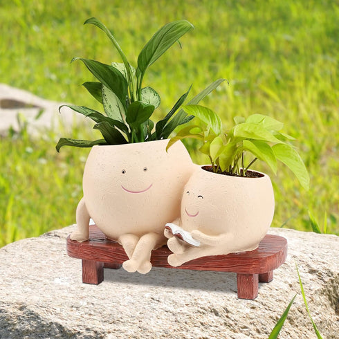 Smiley Face Planter Pots for Plants, Cute Head Planter, Indoor Outdoor Unique Chair Succulent Flower Pots, Modern Lady Head Vase Girl Face Planter...