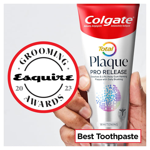 Colgate Total Plaque Pro Release Whitening Toothpaste, Whitening Anticavity Toothpaste, Helps Reduce Plaque and Whitens Teeth, 1 Pack, 3.0 Oz Tube...