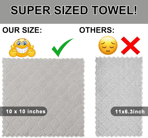 12 Pack Kitchen Dish Cloths (10x10? Gray) Coral Fleece Microfiber Towels, Ultra Soft Absorbent Kitchen Cleaning Towels, Nonstick Oil, Lint-Free, F...