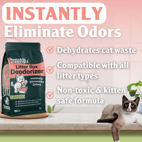 Sprinkle & Sweep Litter Box Deodorizer - Cat Litter Deodorizer Non Toxic and Safe for Kittens - Litter Deodorizer Instantly Eliminates Foul Litter...