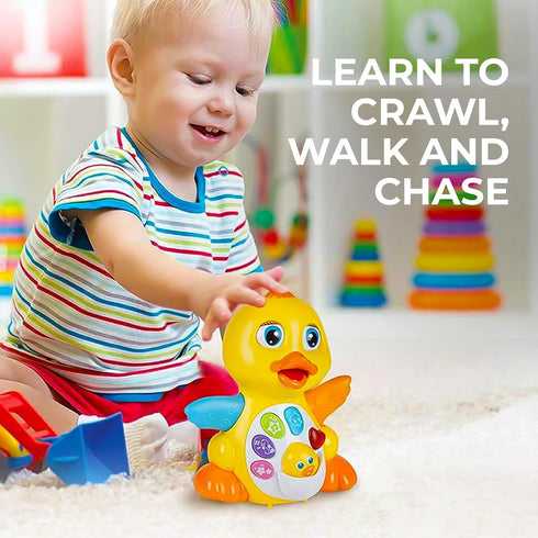Baby Musical Duck Toy, Dancing Walking Yellow Duck - Interactive Action Learning Educational Flapping Light up Dancing Duck with Music...