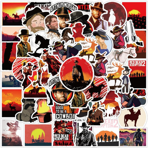 50 pcs- RDR 2 Stickers R Star Games PVC Material Cartoon American Drama Characters Decoration Cell Phone case Luggage Waterproof Stickers Laptop S...