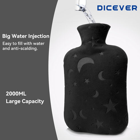 Hot Water Bottle with Soft Cover, 2L Hot Water Bag for Menstrual Cramps, Neck and Shoulder Pain Relief, Hot and Cold Therapies, Hand Feet Warmer, ...