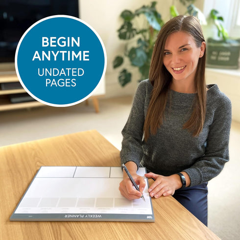 Clear Mind Concepts® Weekly Planner Desk Pad – Tear-Off, Undated, 52 Sheets, 11.3in x 16.5in – Boost Your Productivity with Thick Paper for Home, ...