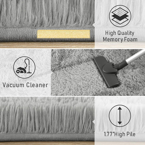 LOCHAS Ultra Soft Indoor Modern Area Rugs Fluffy Living Room Carpets for Children Bedroom Home Decor Nursery Rug 4x5.3 Feet, Gray...