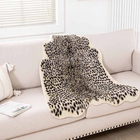 Leopard Print Rug, Cute Faux Cheetah Cowhide Skin Fur Rug Animal Printed Area Rug Carpet for Home Office, Livingroom, Bedroom...