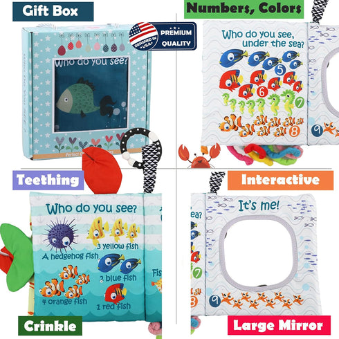 Baby Books Toys, Touch and Feel Cloth Soft Crinkle Books for Babies,Toddlers Infant,Early Learning Infant Tummy Time Sensory Toys,Baby Books 0-6 6...