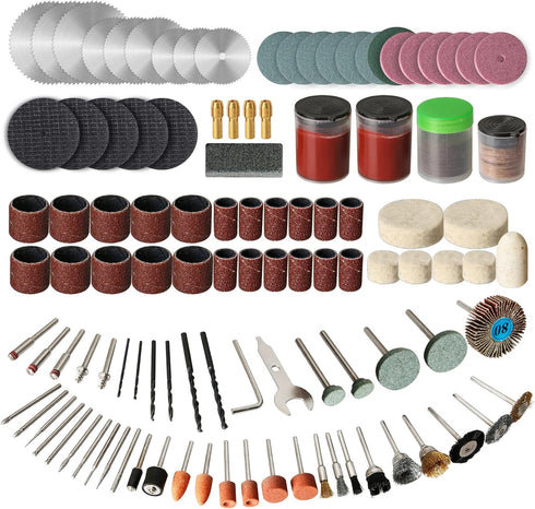 172PCS 1/8-inch Shank Power Rotary Tool Accessories Kit- Includes Carving Bits, Drill Bits, Sanding Drums and Discs, Grinding Stones, Buffing Whee...