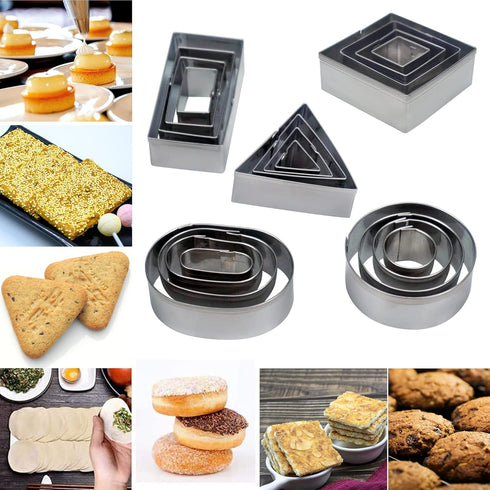 20 Pcs MINI Geometric Metal Cookie Cutters Set Fun Stainless Steel Biscuit Molds (Rectangular, Oval, Round, Square, Triangle) for Kitchen, Baking&...