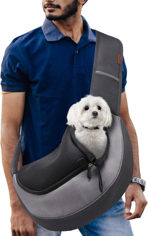 FDJASGY Pet Sling Carrier for Small Dogs Cats,Breathable Mesh Travelling Hand Free Puppy Backpack with Pouch and Adjustable Strap Carrier...
