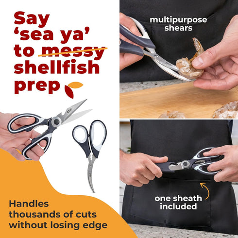 Kitchen Shears by Gidli - Liftime Replacement Warranty* - Includes Seafood Scissors As a Bonus - Heavy Duty Utility Stainless Steel All Purpose Ul...