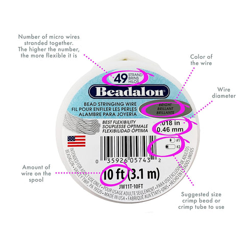 Beadalon 49 Strand Stainless Steel Bead Stringing Wire, 015 in / 0.38 mm, Bronze, 30 ft / 9.2 m...