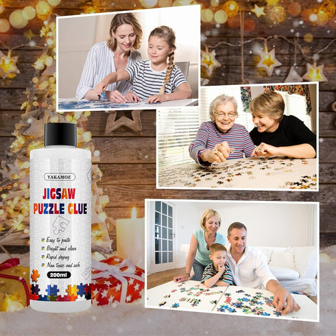 YAKAMOZ Updated Jigsaw Puzzle Glue with Applicator for Adults and Children Clear Water-Soluble Special Craft Puzzle Glue, Non-Toxic and Quick Dry ...