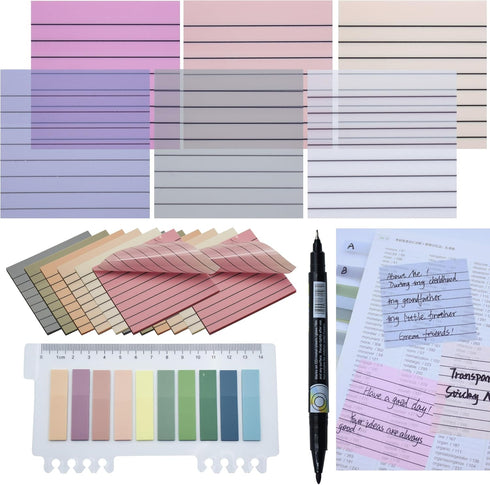 800Pcs Transparent Sticky Notes, 3"x3" Clear Sticky Notes with lined, Waterproof Translucent Sticky Note Pads for Books Annotation, Clear Post it ...