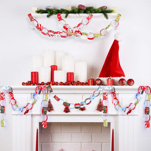 FEPITO 300 Pcs Festive Paper Chains Merry Christmas Craft Paper Chains for Christmas and Festive Party Decorations,10 Style...